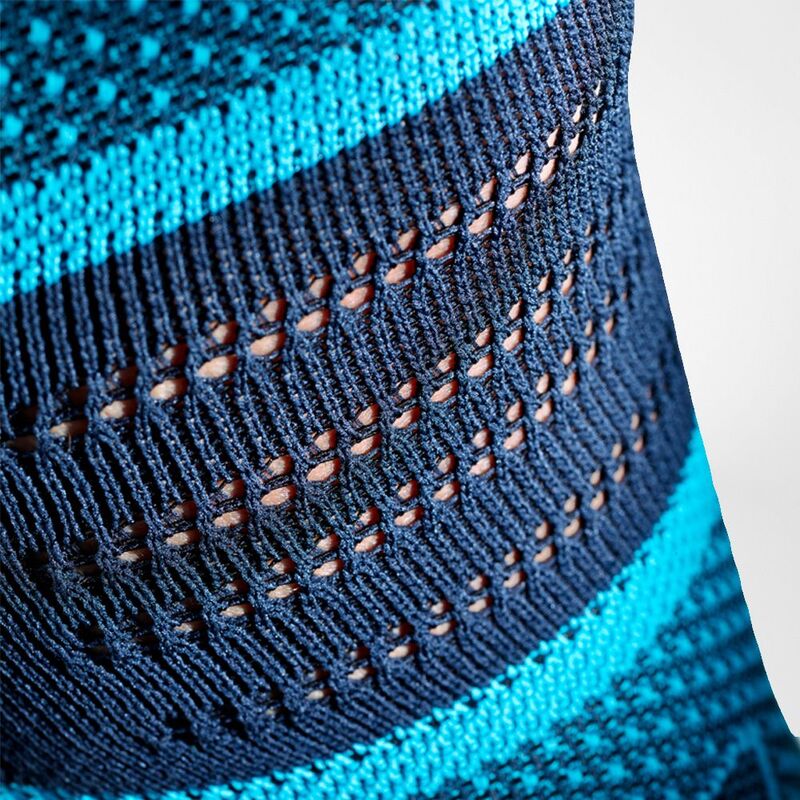 close up of the breathable back of the knee knit sports knee support