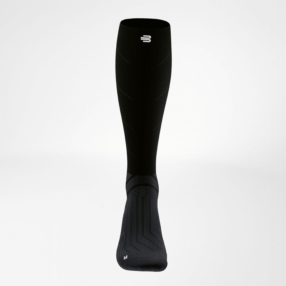 Black Bauerfeind Run Performance Knee High Compression Sock Front View