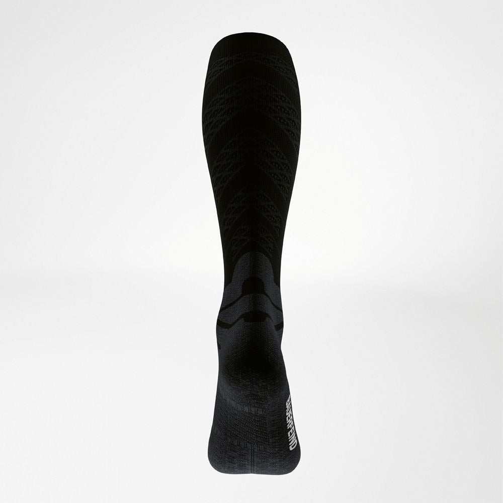 Black Bauerfeind Run Performance Knee High Compression Sock Back View