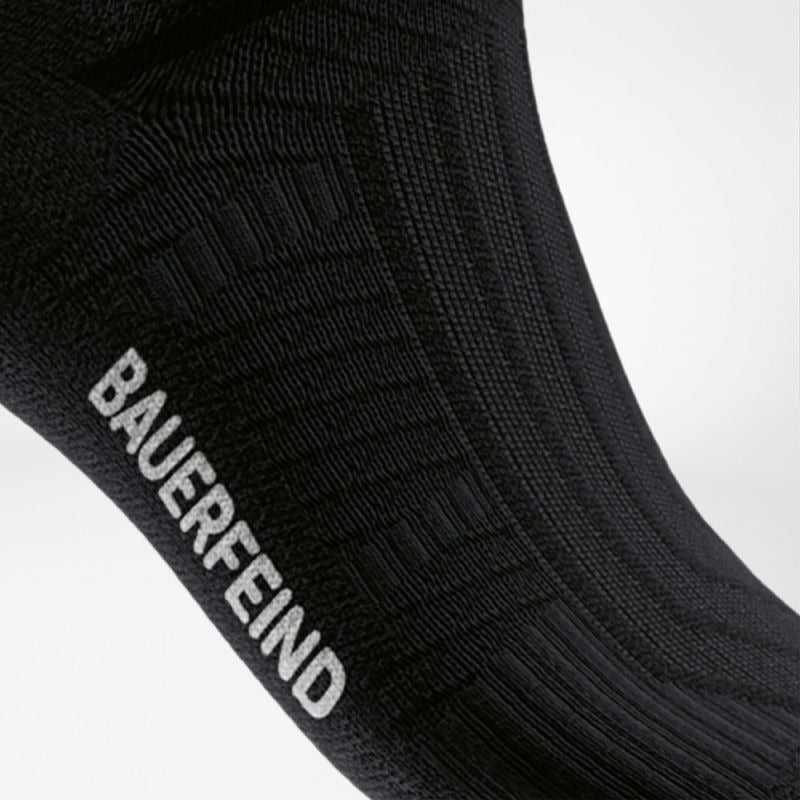 Black Bauerfeind Run Performance Knee High Compression Sock Ventilation Knit
