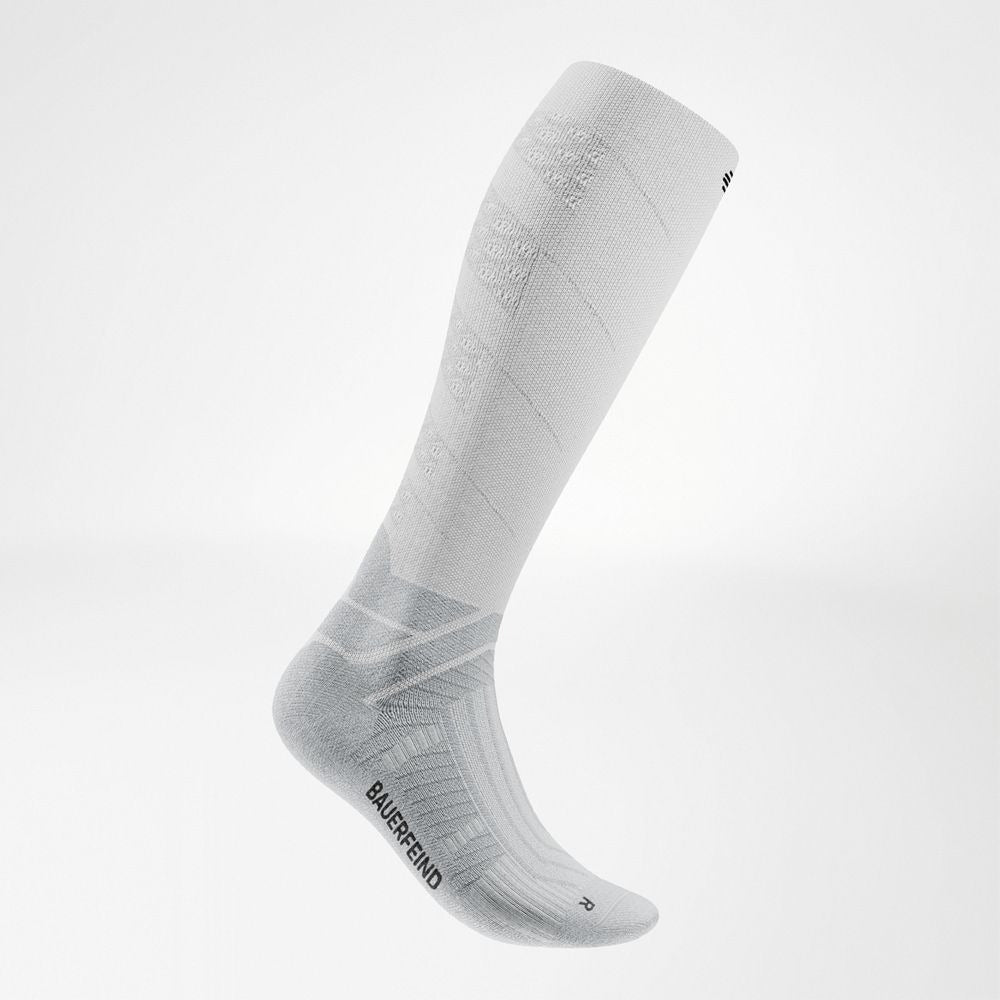 White Bauerfeind Run Performance Knee High Compression Sock Side View